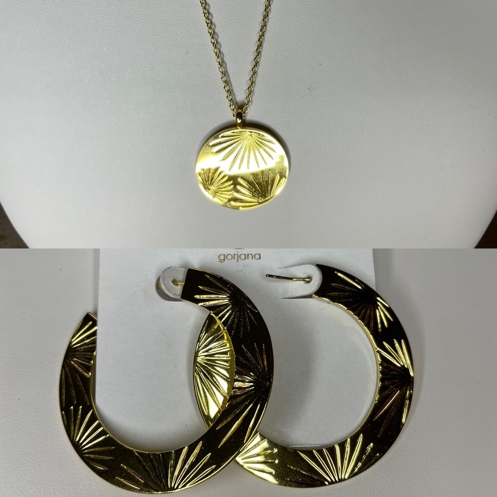 Gorjana Azul Crescent Necklace and Flat Hoop Earrings set